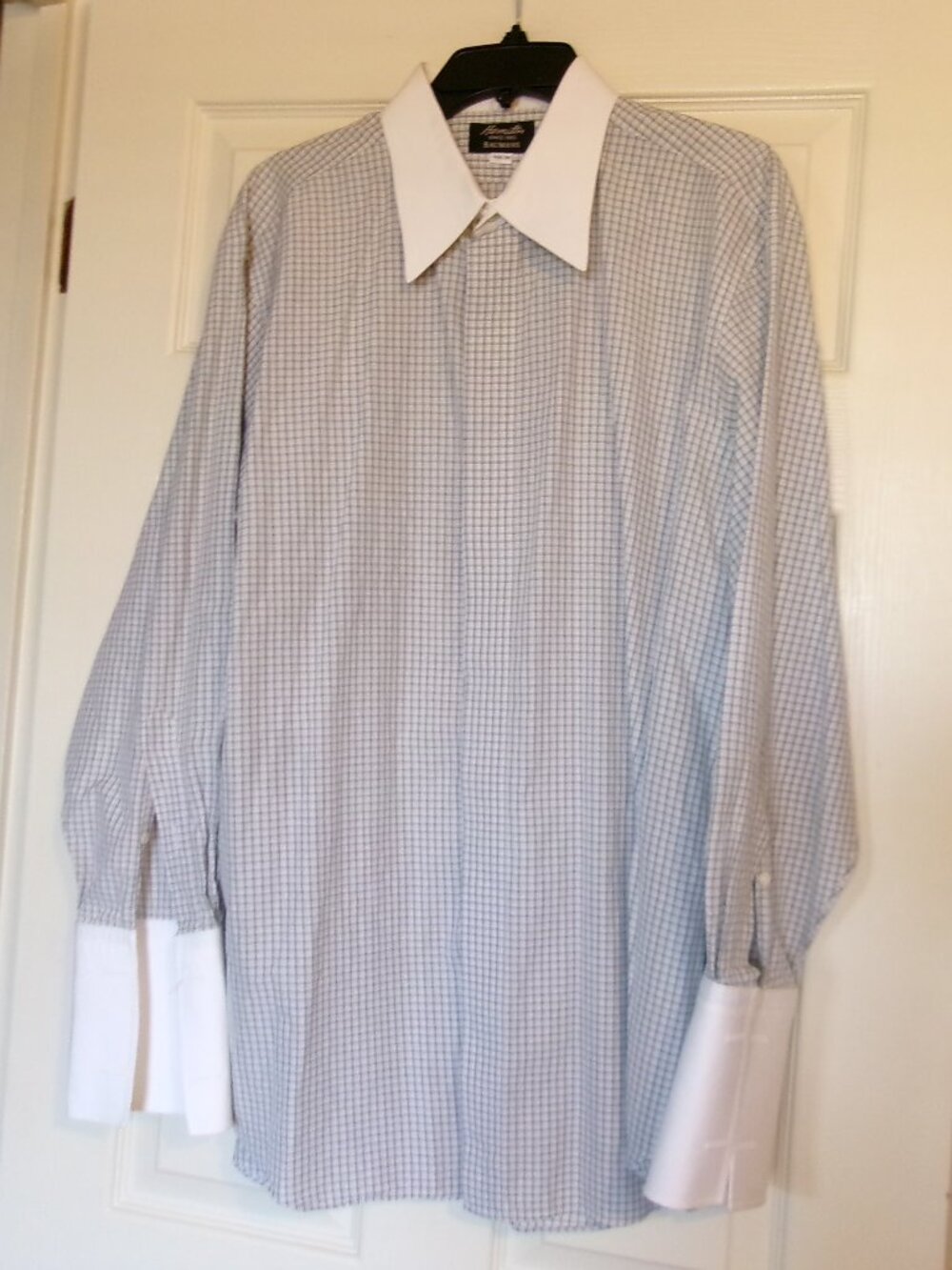 2006 HAMILTON BAUMANS French Cuffs Custom Shirt "B" Monogram on cuff Size XL/2XL